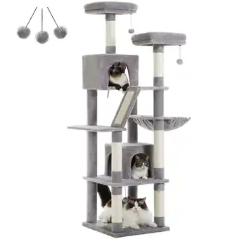 Walmart PEQULTI 71 Cat Tree Tower for Large Cat Condo with Scratching Post Tall for Indoor, Gray offer