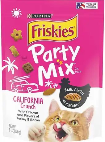 Walmart Purina Friskies Party Mix Chicken, Turkey & Bacon Treats for Cats, 6 oz Pouch offer