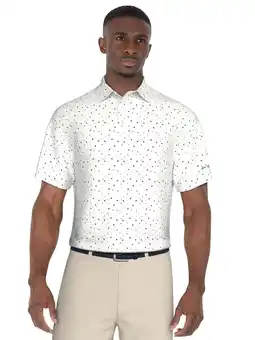 Walmart Ben Hogan Men's and Big Men’s Gold Conversational Print Golf Polo Shirt, up to Size 5XL offer