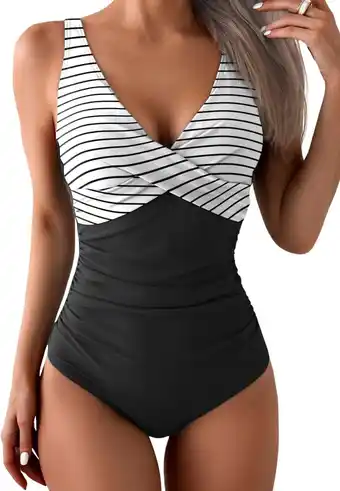 Walmart Women One Piece Swimsuit Tummy Control Bathing Suit Slimming Swimwear offer