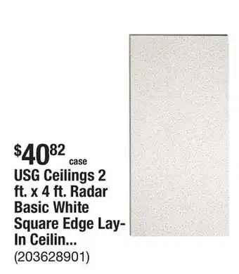 The Home Depot USG Ceilings 2 ft. x 4 ft. Radar Basic White Square Edge Lay-In Ceiling Tile, Case of 8 (64 sq. ft) offer