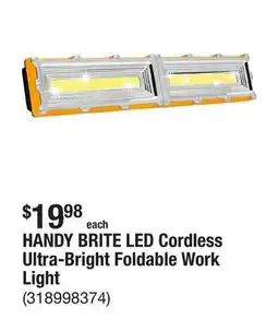 The Home Depot HANDY BRITE LED Cordless Ultra-Bright Foldable Work Light offer