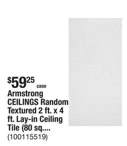 The Home Depot Armstrong CEILINGS Random Textured 2 ft. x 4 ft. Lay-in Ceiling Tile (80 sq. ft./case) offer