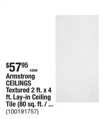 The Home Depot Armstrong CEILINGS Textured 2 ft. x 4 ft. Lay-in Ceiling Tile (80 sq. ft. / case) offer