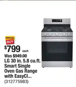 The Home Depot LG 30 in. 5.8 cu.ft. Smart Single Oven Gas Range with EasyClean, Wi-Fi Enabled in. Stainless Steel offer