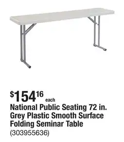 The Home Depot National Public Seating 72 in. Grey Plastic Smooth Surface Folding Seminar Table offer