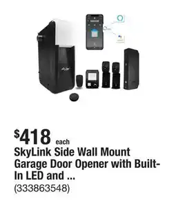 The Home Depot SkyLink Side Wall Mount Garage Door Opener with Built-In LED and WIFI offer