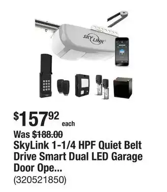 The Home Depot SkyLink 1-1/4 HPF Quiet Belt Drive Smart Dual LED Garage Door Opener (Wi-Fi) with Battery Backup offer