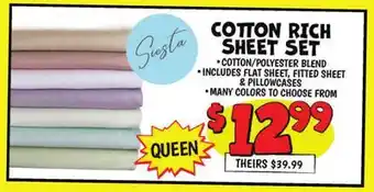 Ollie's COTTON RICH SHEET SET offer