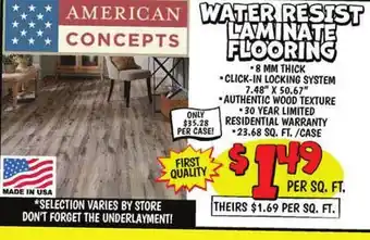 Ollie's WATER RESIST LAMINATE FLOORING offer