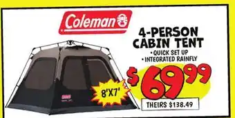 Ollie's Coleman 4-PERSON CABIN TENT 8'X7' offer