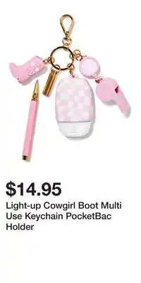 Bath & Body Works Light-up Cowgirl Boot Multi Use Keychain PocketBac Holder offer