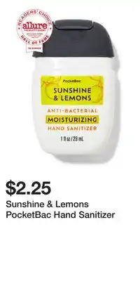 Bath & Body Works Sunshine & Lemons PocketBac Hand Sanitizer offer