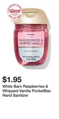 Bath & Body Works White Barn Raspberries & Whipped Vanilla PocketBac Hand Sanitizer offer