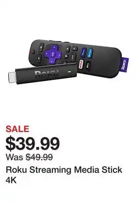 Office Depot Roku Streaming Media Stick 4K offer