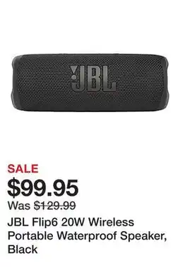 Office Depot JBL Flip6 20W Wireless Portable Waterproof Speaker, Black offer