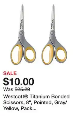 Office Depot Westcott Titanium Bonded Scissors, 8, Pointed, Gray/Yellow, Pack Of 2 offer