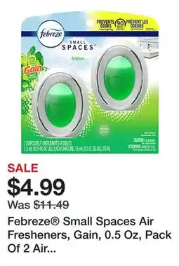 Office Depot Febreze Small Spaces Air Fresheners, Gain, 0.5 Oz, Pack Of 2 Air Fresheners offer