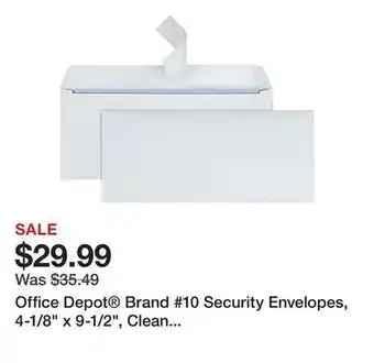 Office Depot Office Depot Brand #10 Security Envelopes, 4-1/8 x 9-1/2, Clean Seal, White, Box Of 500 offer