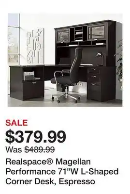 Office Depot Realspace Magellan Performance 71W L-Shaped Corner Desk, Espresso offer