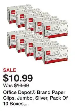 Office Depot Office Depot Brand Paper Clips, Jumbo, Silver, Pack Of 10 Boxes, 100 Clips Per Box, 1,000 Total offer