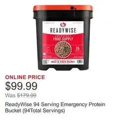 Costco ReadyWise 94 Serving Emergency Protein Bucket (94Total Servings) offer