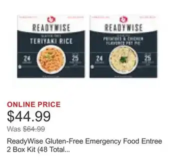 Costco ReadyWise Gluten-Free Emergency Food Entree 2 Box Kit (48 Total Servings) offer