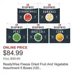 Costco ReadyWise Freeze Dried Fruit And Vegetable Assortment 5 Boxes (120 Total Servings) offer