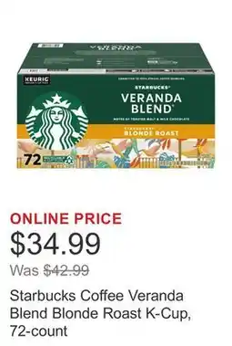 Costco Starbucks Coffee Veranda Blend Blonde Roast K-Cup, 72-count offer