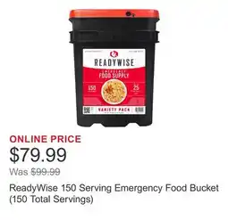 Costco ReadyWise 150 Serving Emergency Food Bucket (150 Total Servings) offer