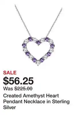 Belk Created Amethyst Heart Pendant Necklace in Sterling Silver offer