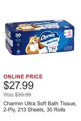 Costco Charmin Ultra Soft Bath Tissue, 2-Ply, 213 Sheets, 30 Rolls offer