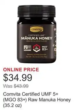 Costco Comvita Certified UMF 5+ (MGO 83+) Raw Manuka Honey (35.2 oz) offer