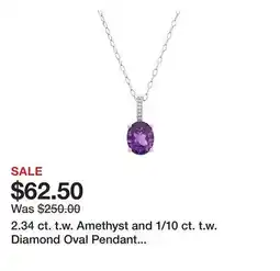 Belk 2.34 ct. t.w. Amethyst and 1/10 ct. t.w. Diamond Oval Pendant Necklace in Sterling Silver offer