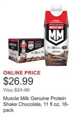 Costco Muscle Milk Genuine Protein Shake Chocolate, 11 fl oz, 18-pack offer