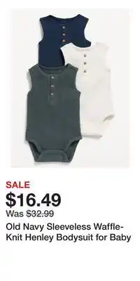 Old Navy Old Navy Sleeveless Waffle-Knit Henley Bodysuit for Baby offer