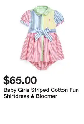 Belk Baby Girls Striped Cotton Fun Shirtdress & Bloomer offer