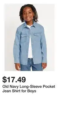 Old Navy Old Navy Long-Sleeve Pocket Jean Shirt for Boys offer