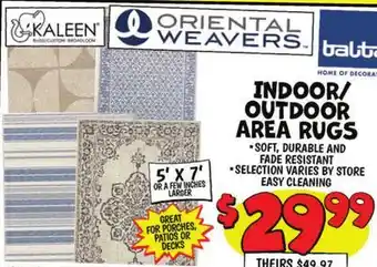 Ollie's INDOOR/OUTDOOR AREA RUGS 5' X 7' offer