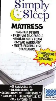 Ollie's SIMPLY SLEEP MATTRESS TWIN offer