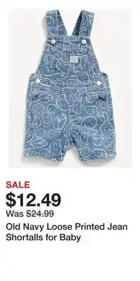 Old Navy Old Navy Loose Printed Jean Shortalls for Baby offer