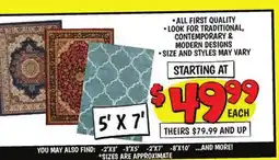 Ollie's 5' x 7' RUGS offer