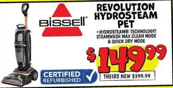 Ollie's BISSEL REVOLUTION HYDROSTEAM PET offer