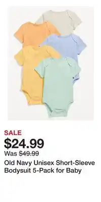 Old Navy Old Navy Unisex Short-Sleeve Bodysuit 5-Pack for Baby offer