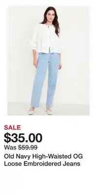 Old Navy Old Navy High-Waisted OG Loose Embroidered Jeans offer