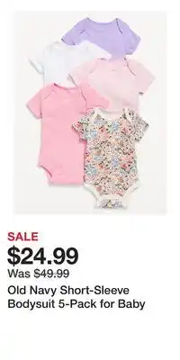 Old Navy Old Navy Short-Sleeve Bodysuit 5-Pack for Baby offer