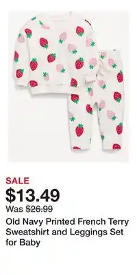 Old Navy Old Navy Printed French Terry Sweatshirt and Leggings Set for Baby offer