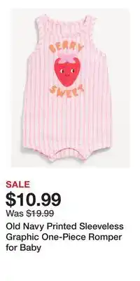 Old Navy Old Navy Printed Sleeveless Graphic One-Piece Romper for Baby offer