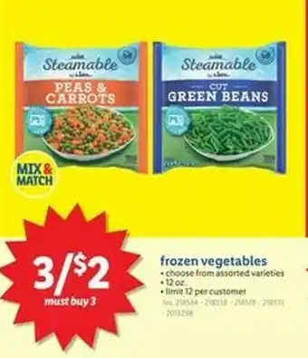 Lidl frozen vegetables offer