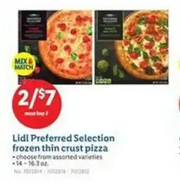 Lidl Lidl Preferred Selection frozen thin crust pizza offer